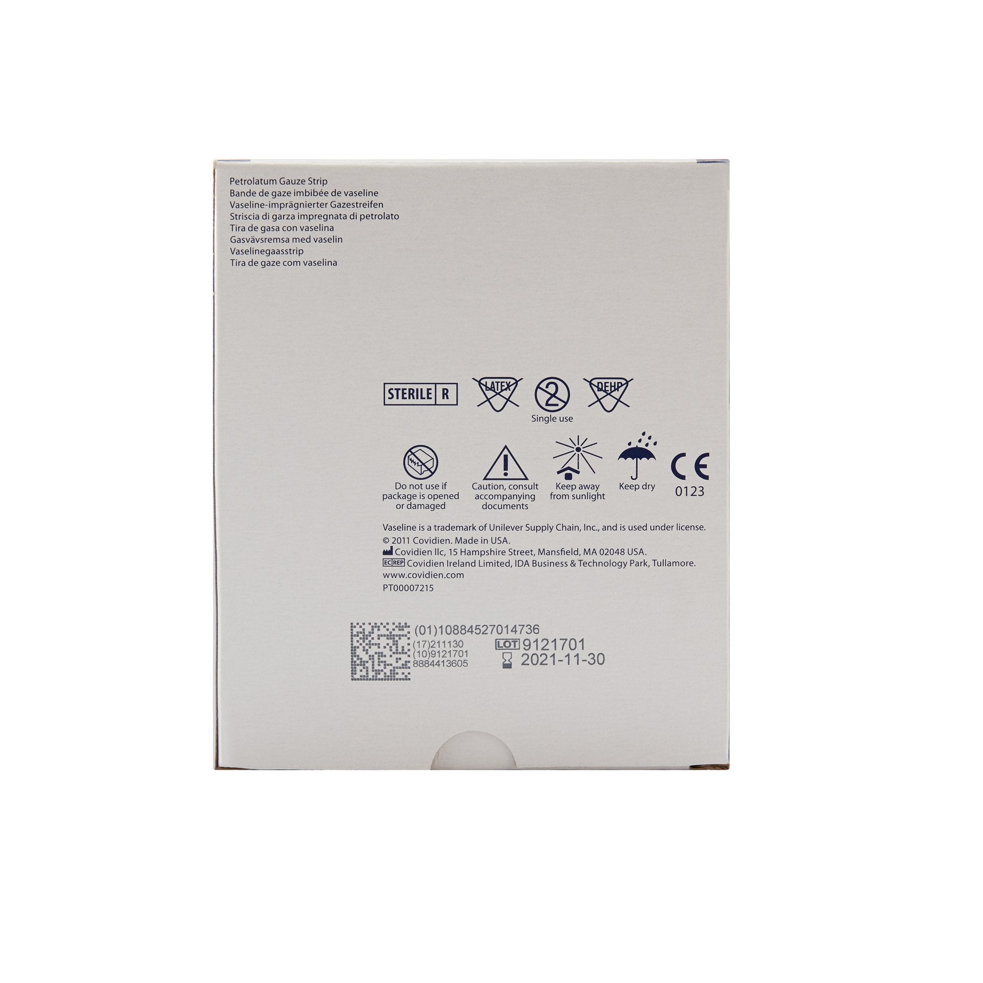 Petrolatum Impregnated Dressing Vaseline Rectangle 3 X 9 Inch Sterile, Packaging Type- Box