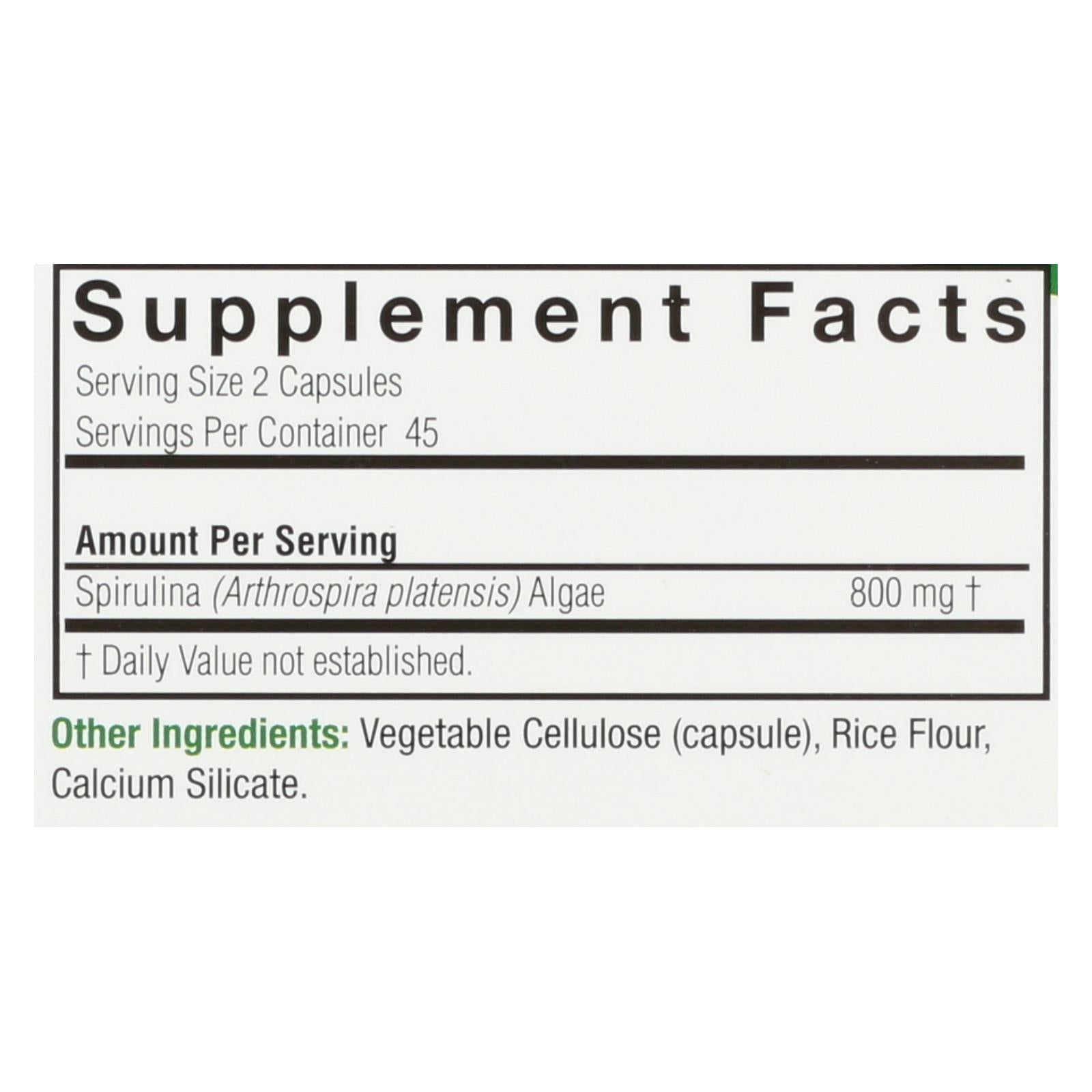 Nature's Answer - Spirulina - 90 Capsules