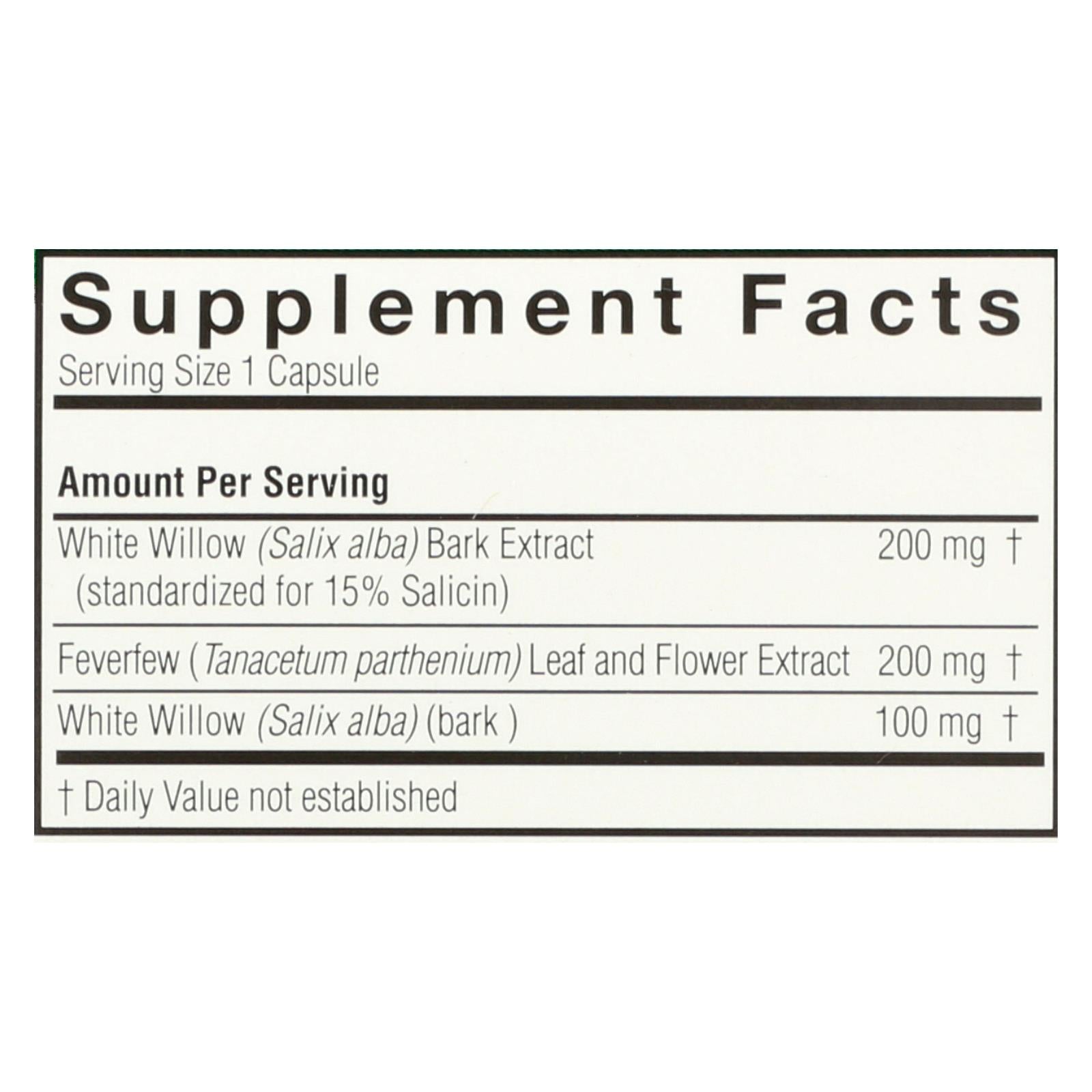 natures answer white willow with feverfew 60 vcaps