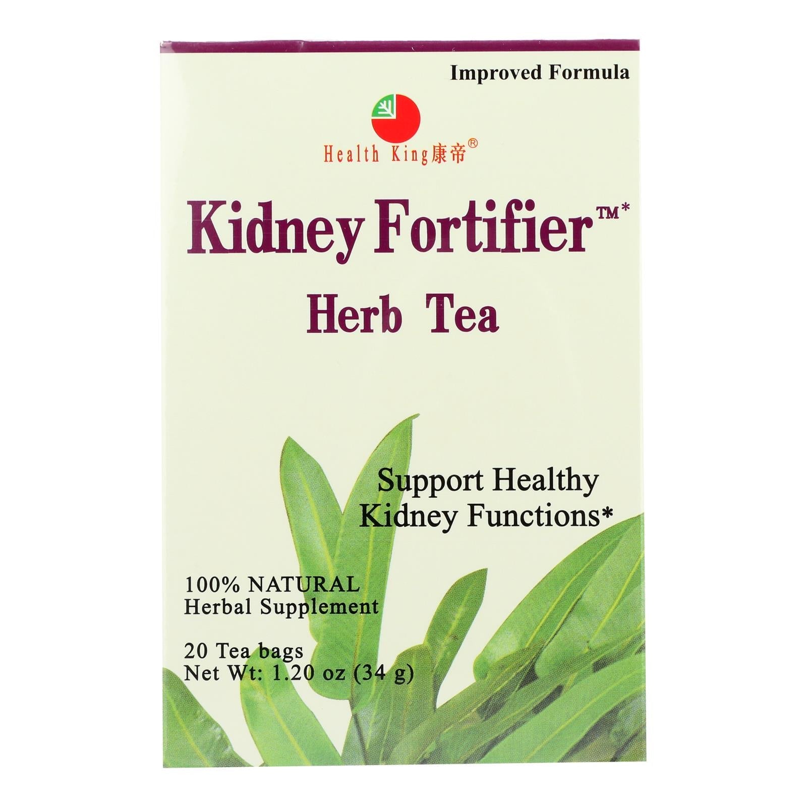 Té de hierbas fortificante renal Health King - 20 bolsitas