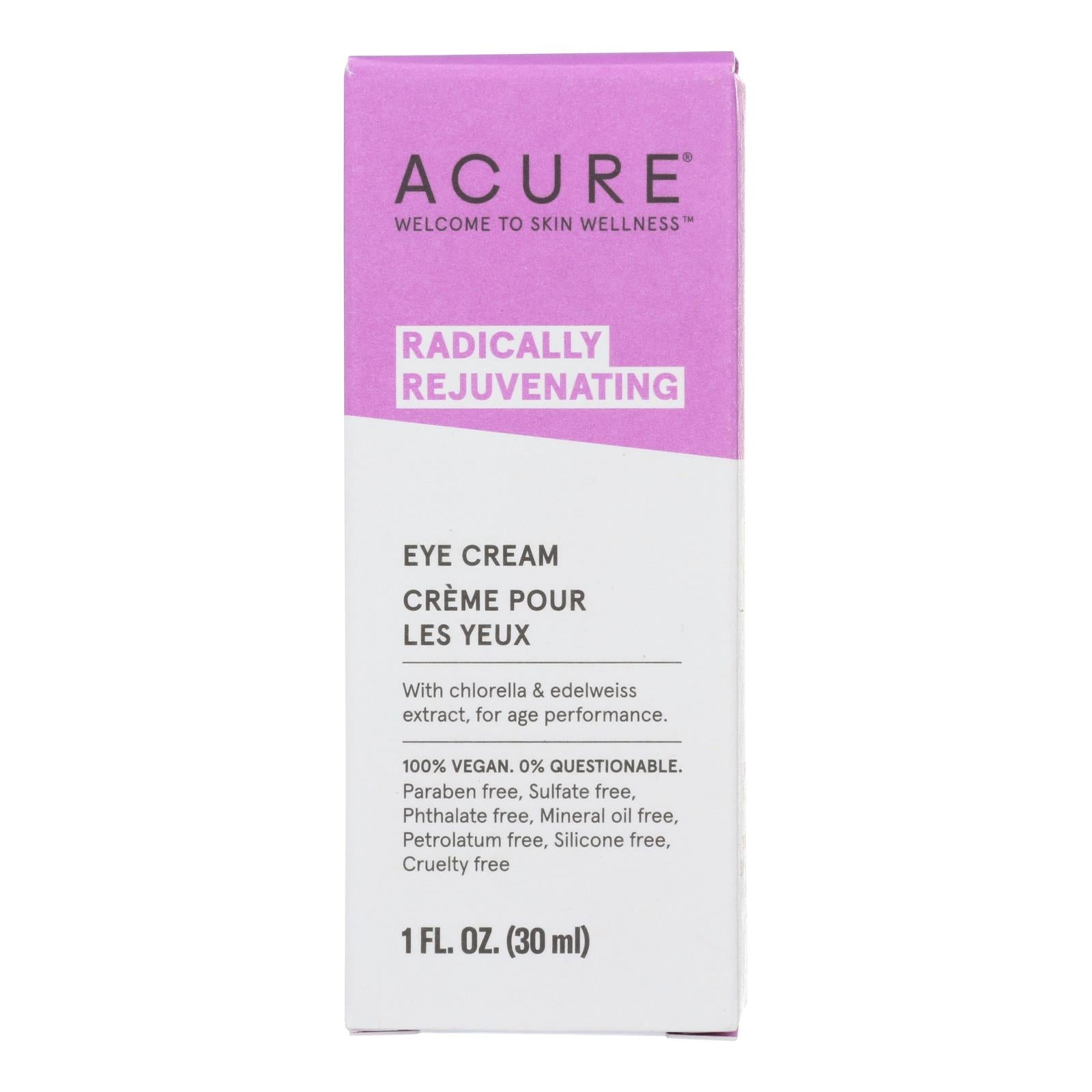 Acure - Eye Cream - Chlorella And Edelweiss - 1 Fl Oz.