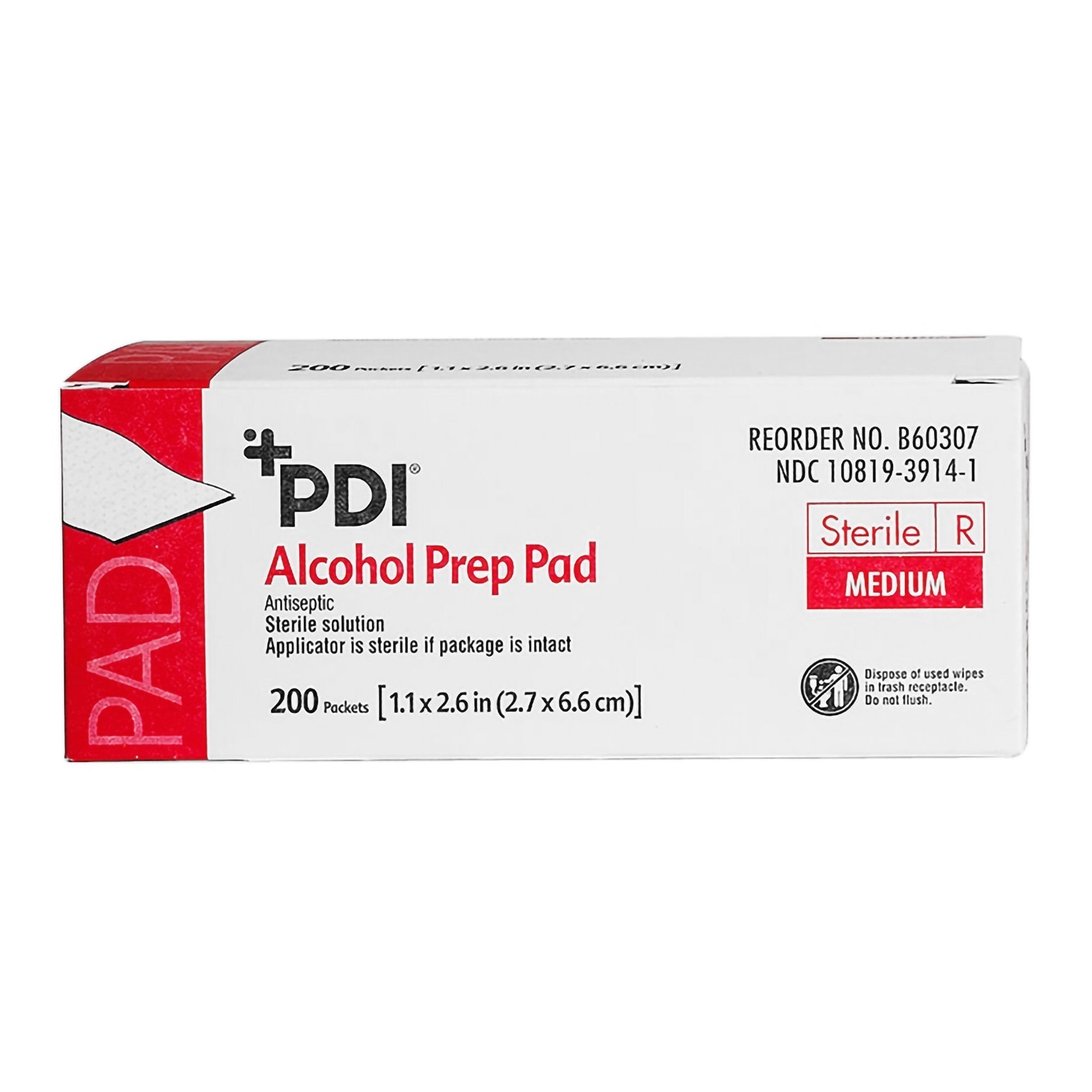 Alcohol Prep Pad PDI 70% Strength Isopropyl Alcohol Individual Packet Medium Sterile,Packaging Type- Box