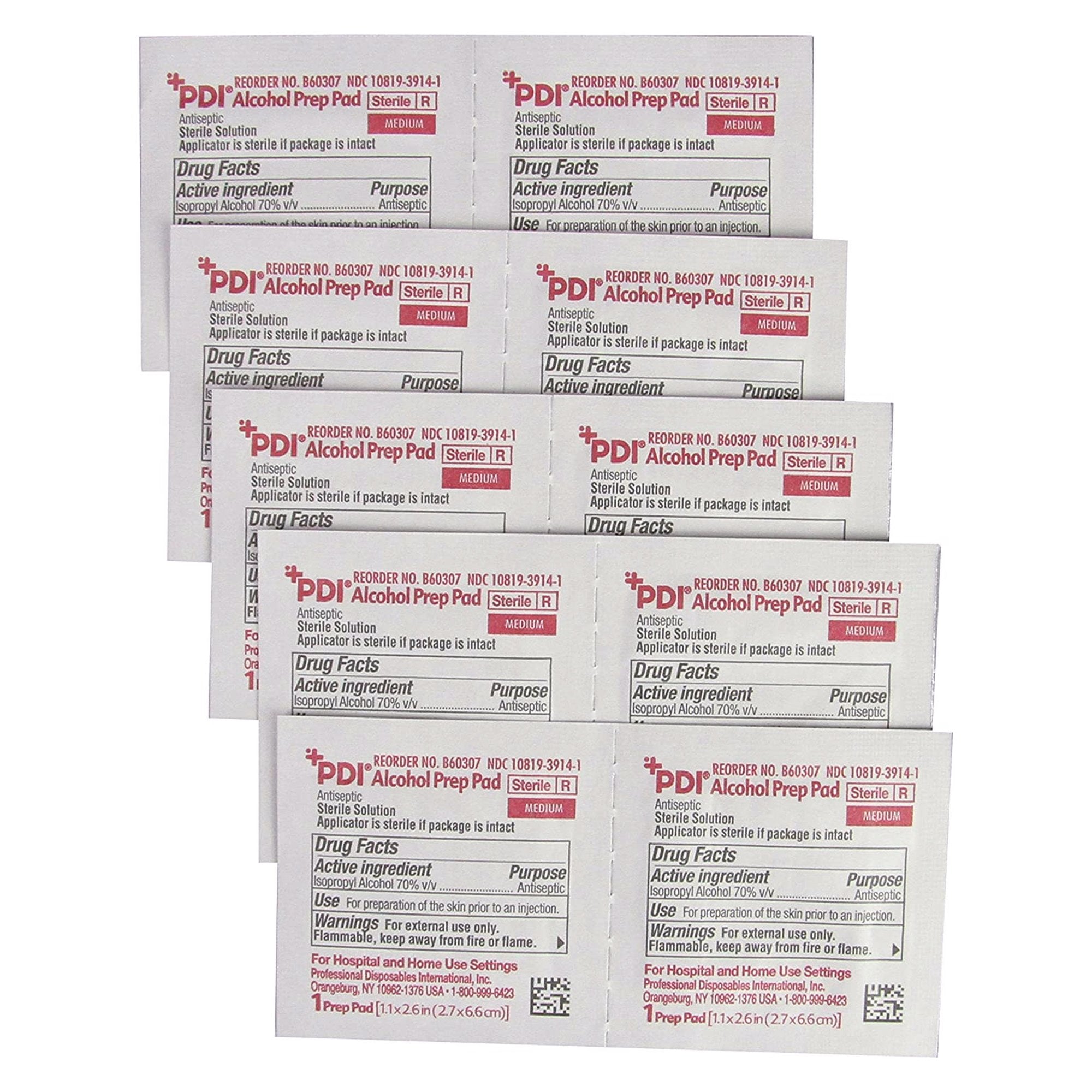 Alcohol Prep Pad PDI 70% Strength Isopropyl Alcohol Individual Packet Medium Sterile,  Packaging Type- Case