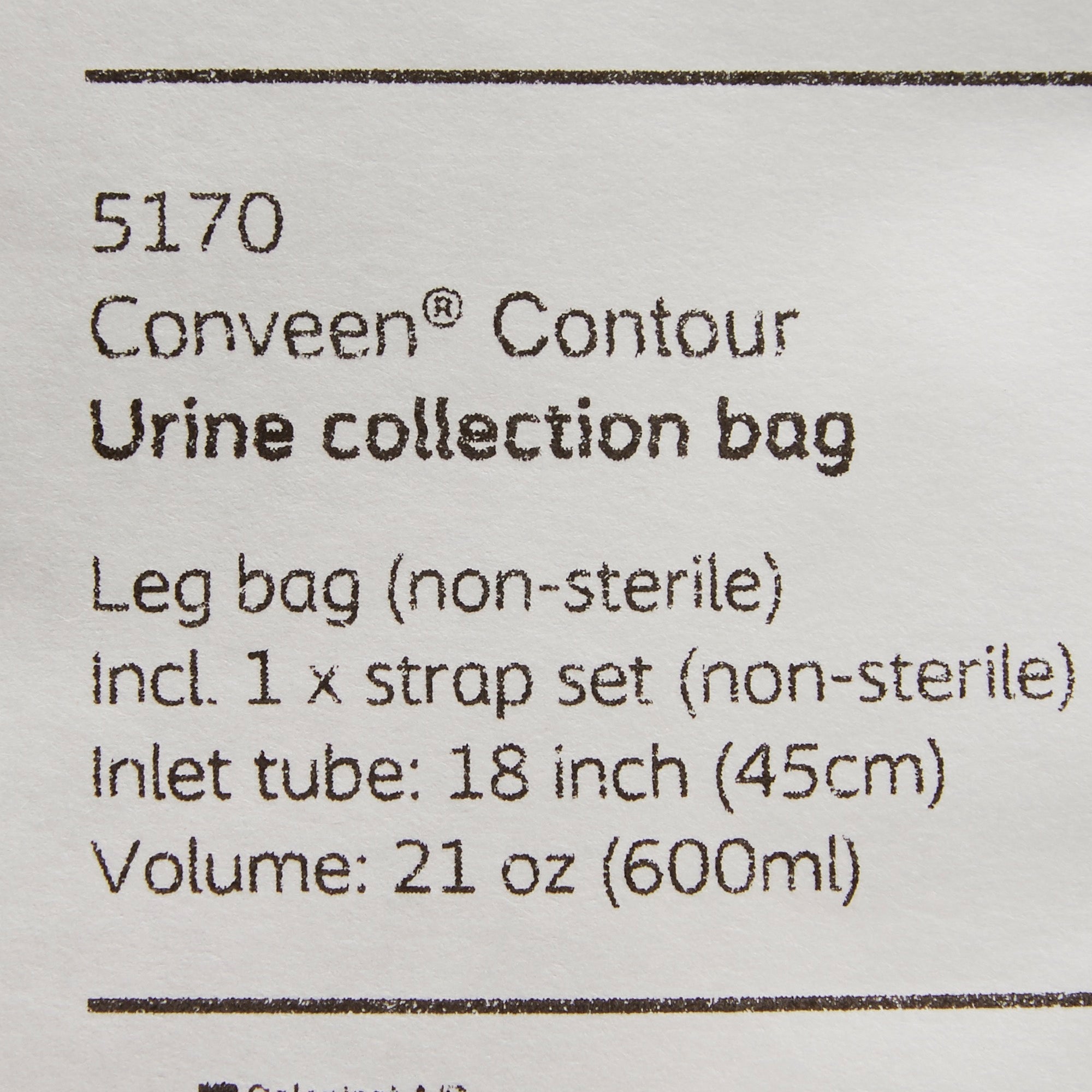 Urinary Leg Bag Conveen Security+ Anti-Reflux Valve NonSterile 600 mL Polyethylene / Flocked | 10/Box