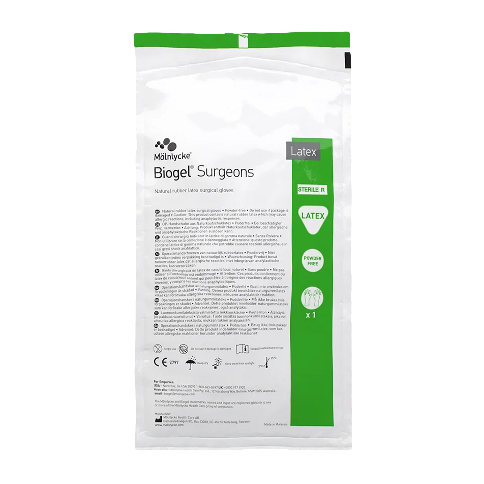 Surgical Glove Biogel Surgeons Size 7 Sterile Latex Standard Cuff Length Micro Textured Straw Not Chemo Approved