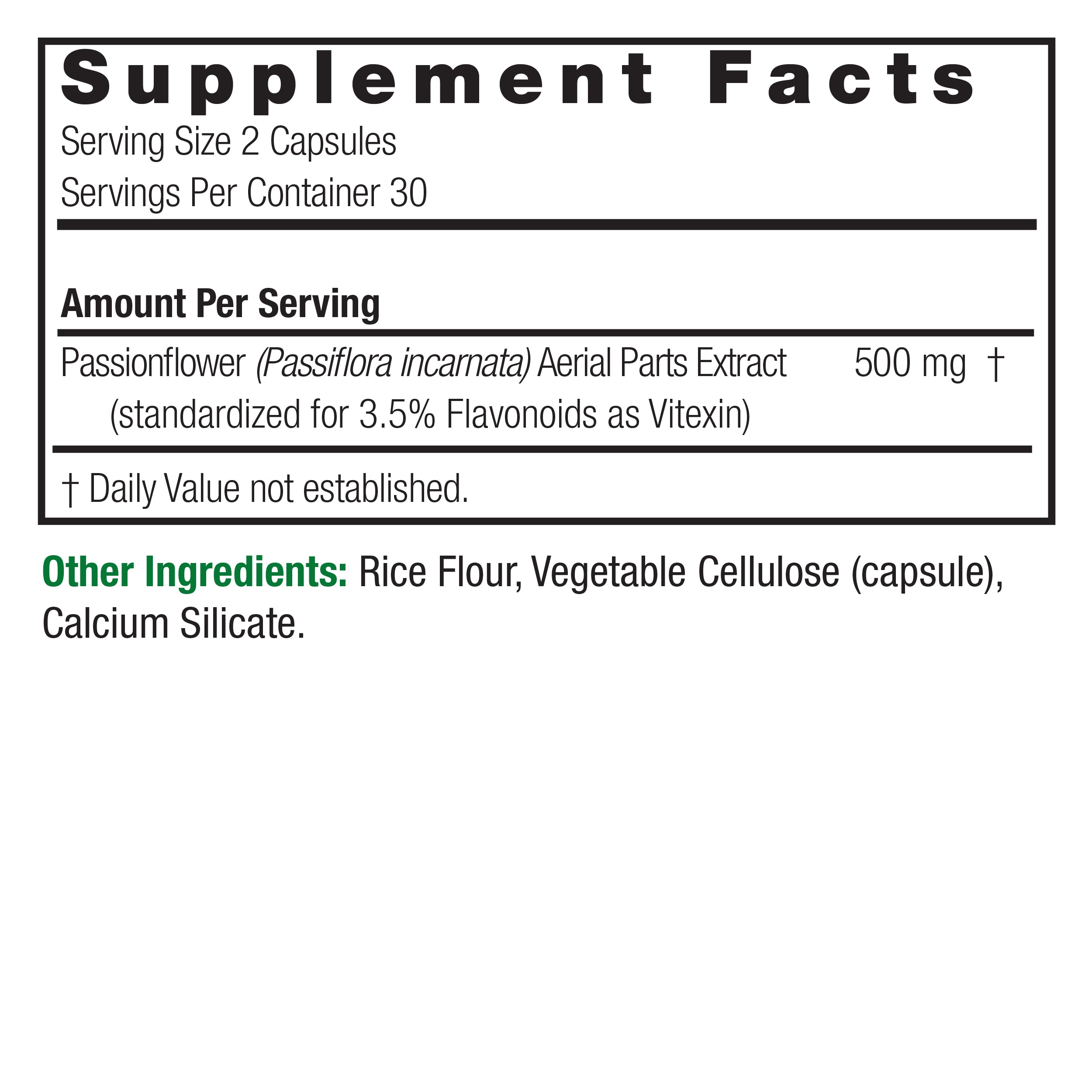Nature's Answer - Passionflower Extract - 60 Vegetarian Capsules