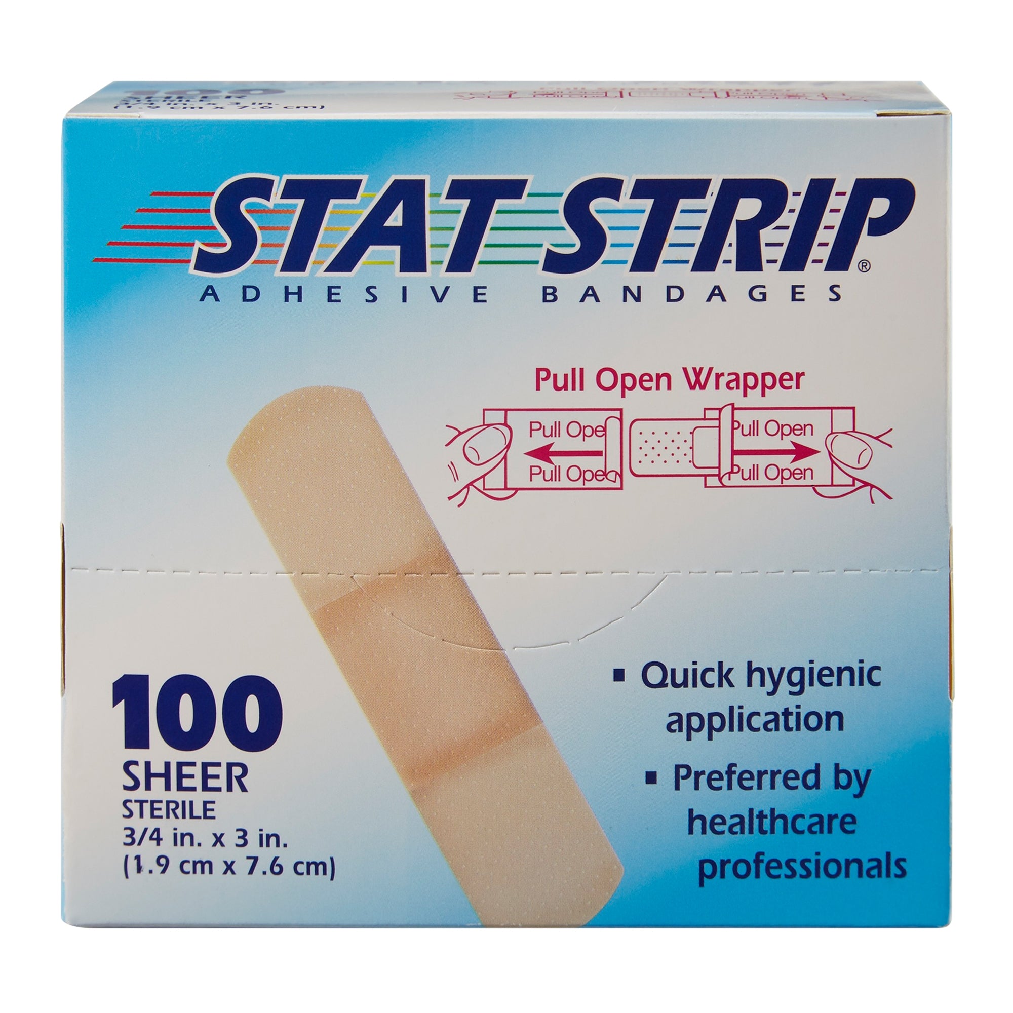 Adhesive Strip American White Cross Stat Strip 3/4 X 3 Inch Plastic Rectangle Tan Sterile, Packaging Type- Case
