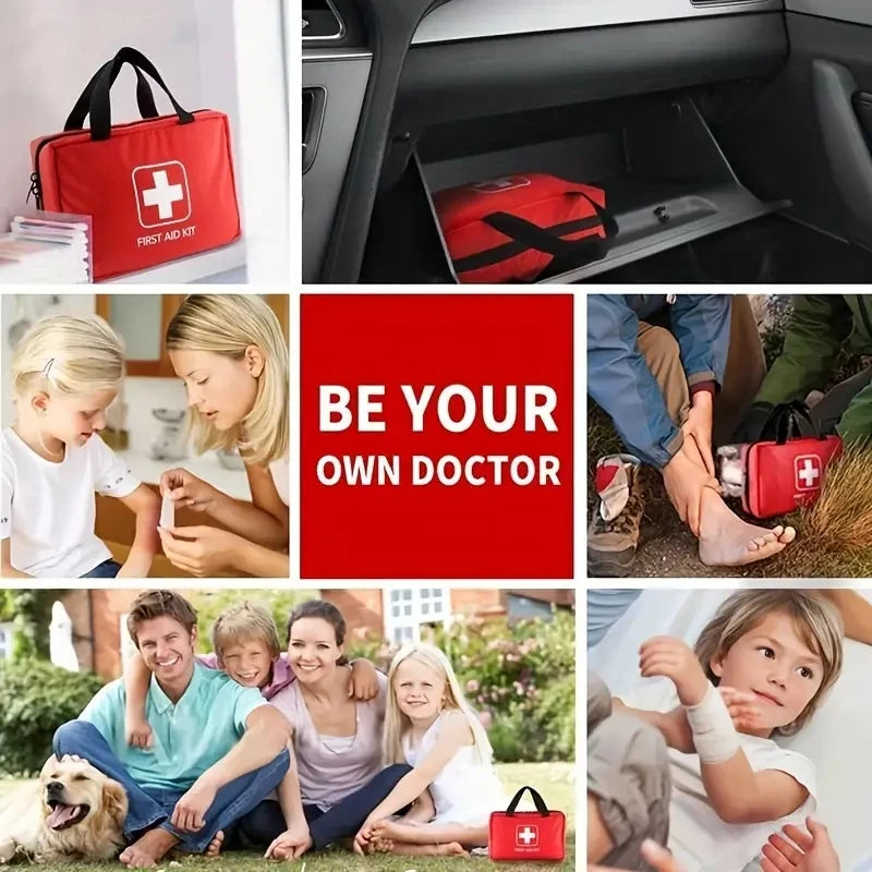 184Pcs First Aid Kit Multi Purpose Emergency Medical Suppliesportable Medical Bag for Outdoor Hiking Camping and More