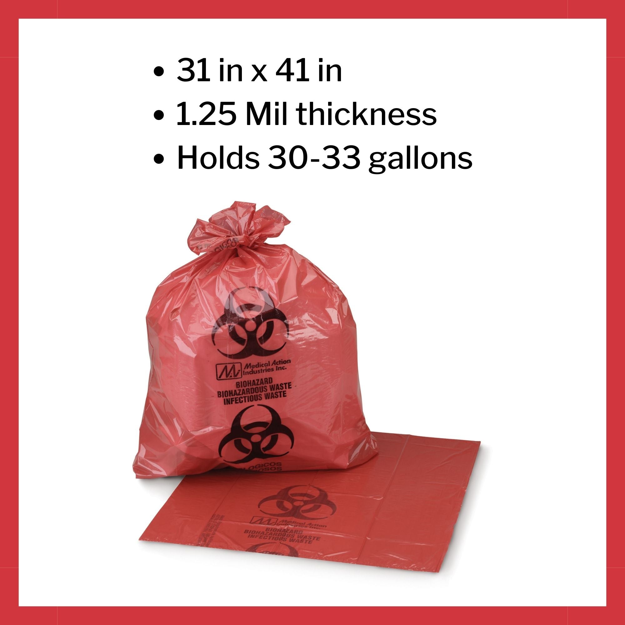 Infectious Waste Bag McKesson 30 to 33 gal. Red Bag 31 X 41 Inch, Packaging Type- Case