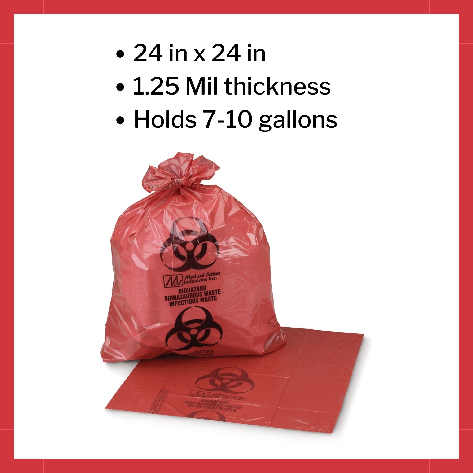 Infectious Waste Bag McKesson 7 to 10 gal. Red Bag 24 X 24 Inch, Packaging Type- Case
