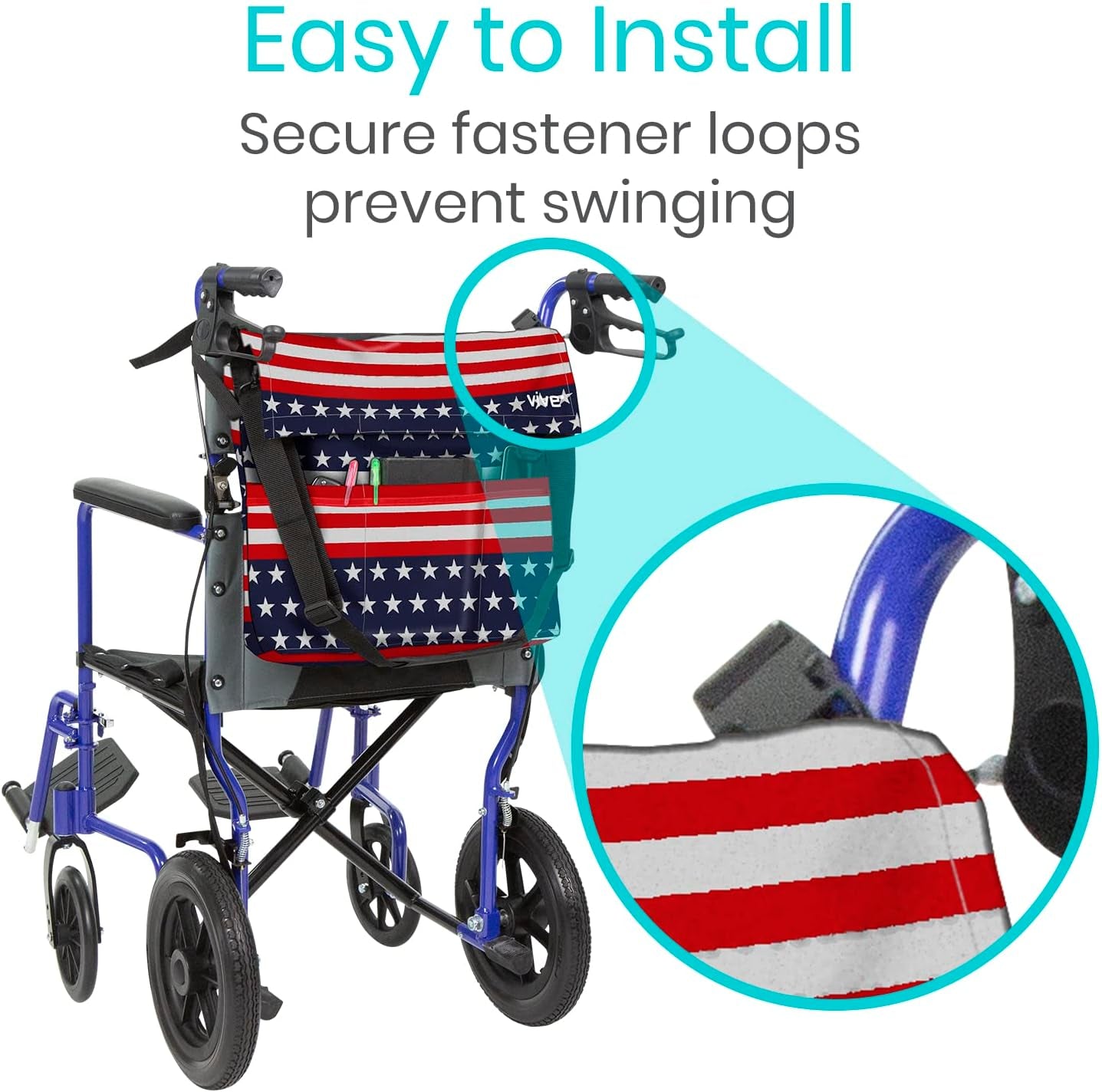 XL Wheelchair Bag - Waterproof, Scratch-Resistant, Double-Stitched, Machine Washable Accessory for Adults, Seniors, 15 Colors - Storage Walker Backpack to Hang on Back of Wheel Chair