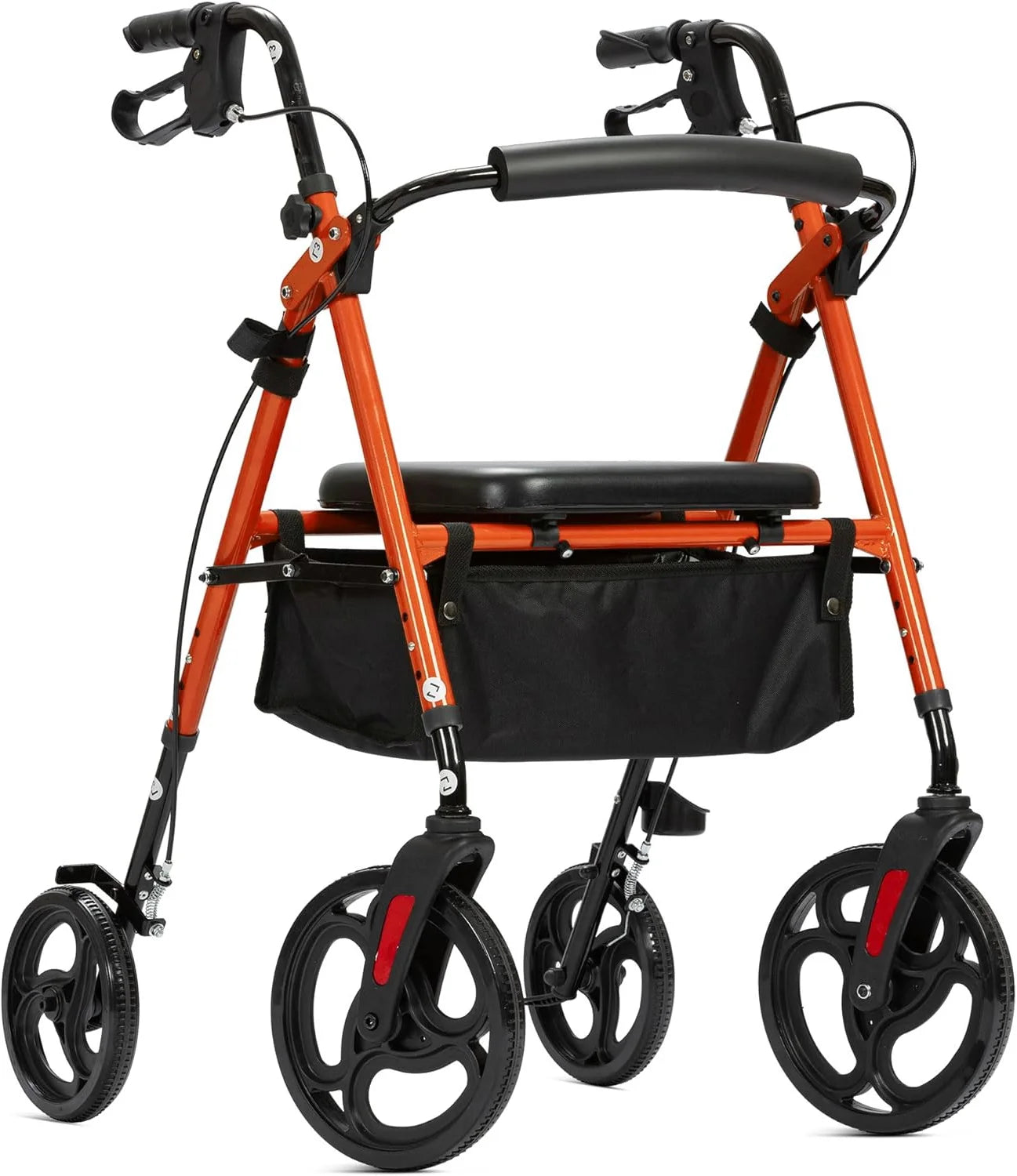 Mobility Rollator Walker with 10" Wheels, Adjustable Seat and Arms, Orange