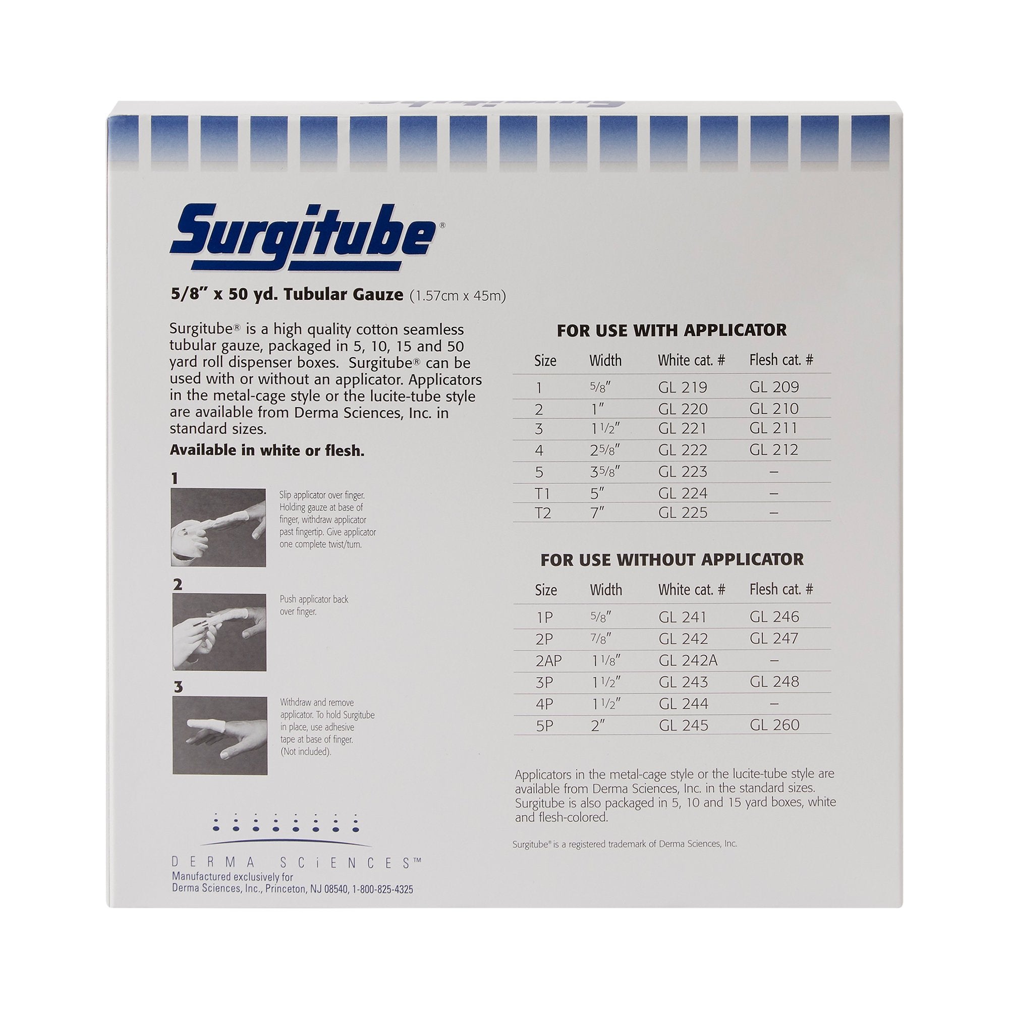 Tubular Retainer Dressing Surgitube Cotton 5/8 Inch X 50 Yard Size 1 White Small Finger / Toe NonSterile,Packaging Type- Each