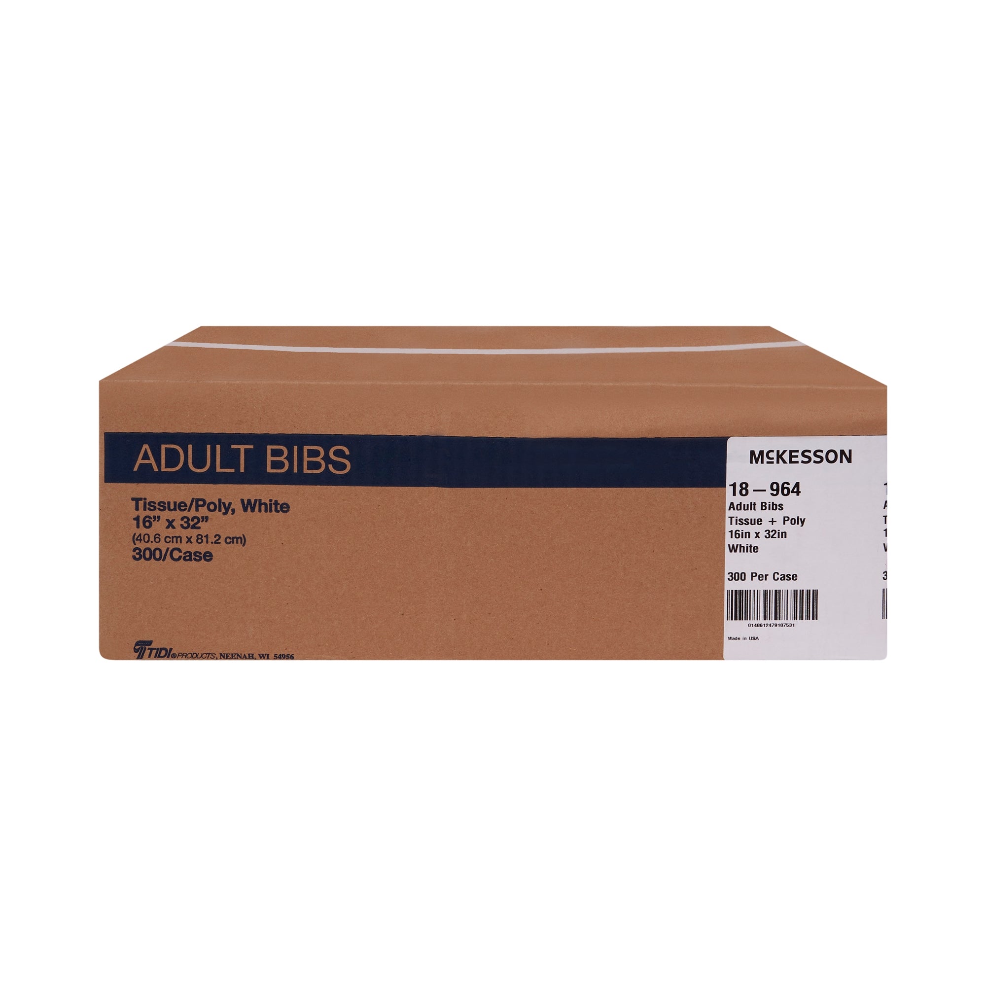 Bib McKesson Tie Closure Disposable Poly / Tissue, Packaging Type- Case
