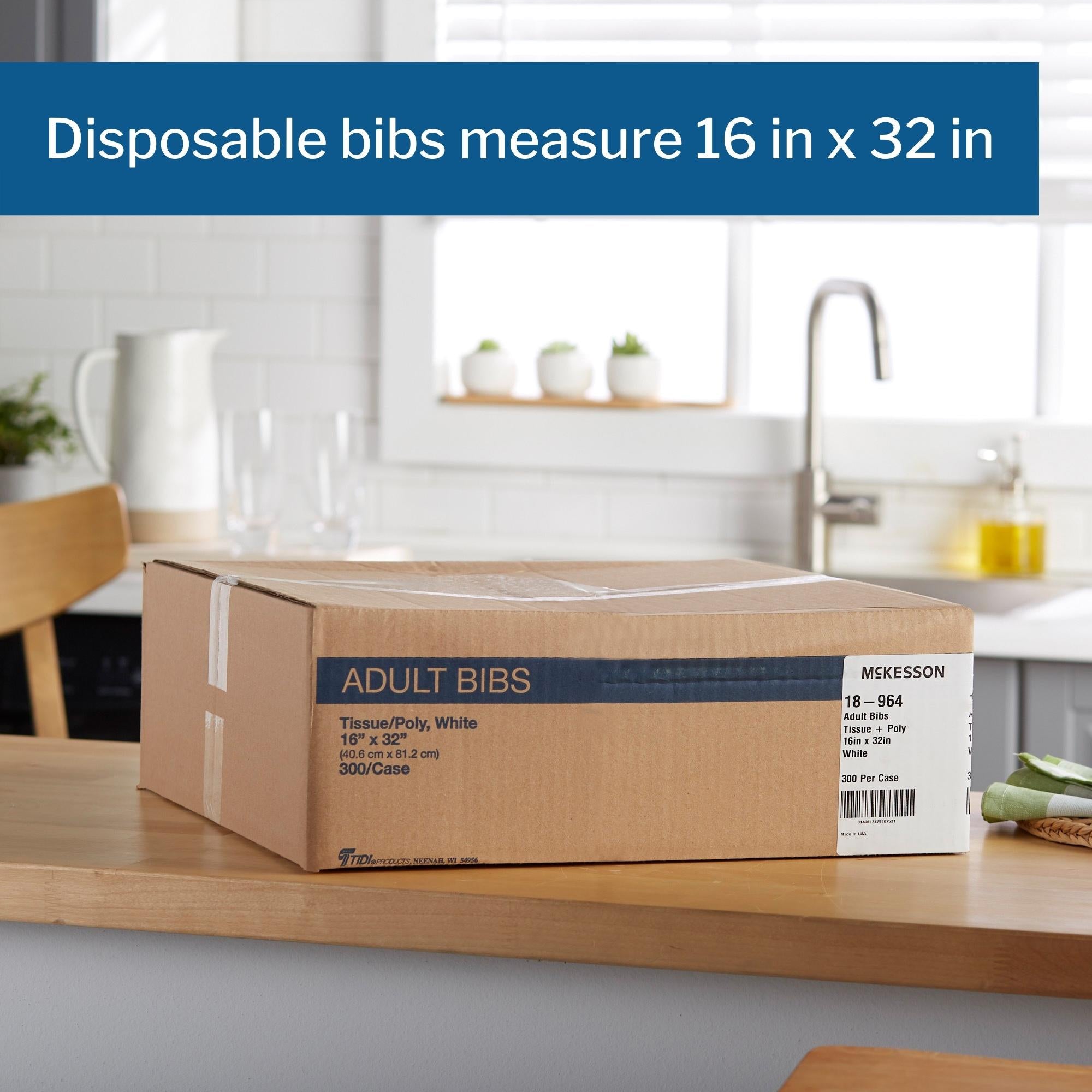 Bib McKesson Tie Closure Disposable Poly / Tissue, Packaging Type- Case