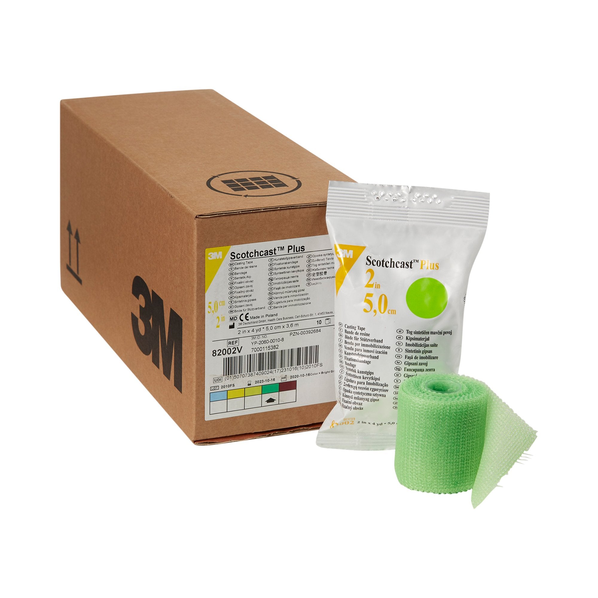 Cast Tape 3M Scotchcast Plus 2 Inch X 12 Foot Fiberglass / Resin Bright Green,Packaging Type- Each