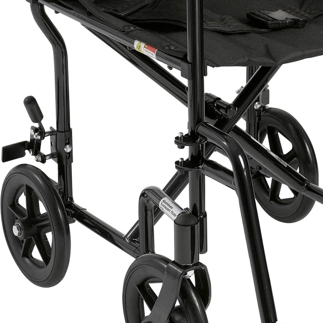 Transport Chair McKesson 19 Inch Seat Width Full Length Arm Swing-Away Footrest Steel Frame with Silver Vein Finish