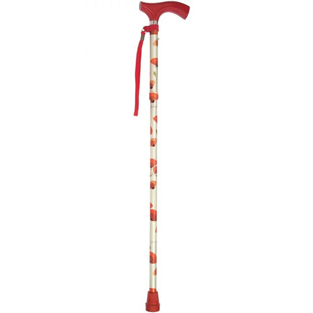 Bastón plegable Switch Sticks® de aluminio de 32 a 37 pulgadas de altura con estampado de amapolas 