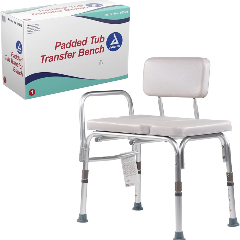 Dynarex Padded Tub Transfer Bench Seat/Back Rest Pad