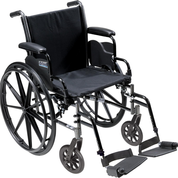 Drive Medical K3 Cruiser III Wheelchair with Removable flip-back arms and Elevating Leg Rests ,8" front Wheels ,300 lbs Weight Capacity ,18" (W) x 16" - 18" (D) ,K318DDA-ELR