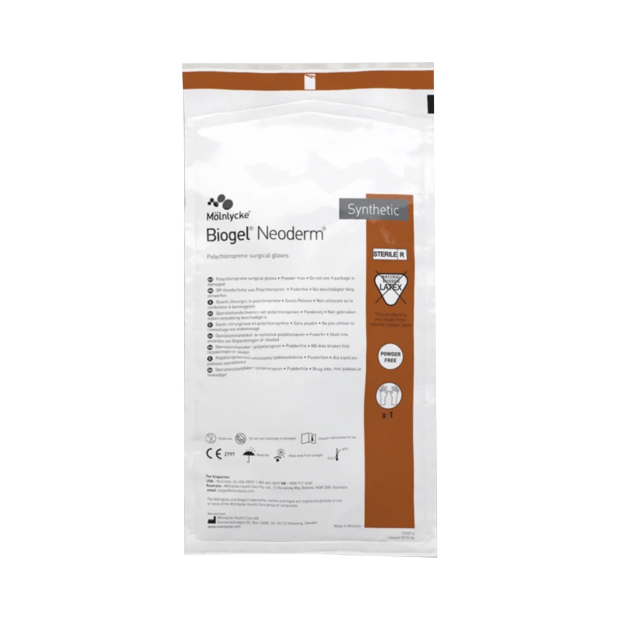 Surgical Glove Biogel NeoDerm Size 7 Sterile Polyisoprene Standard Cuff Length Micro Textured Light Brown Not Chemo Approved