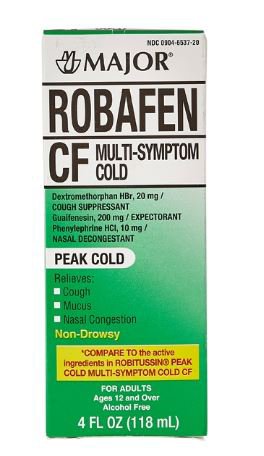 Cold and Cough Relief Robafen CF 10 mg - 100 mg - 5 mg / 5 mL Strength Liquid 4 oz.