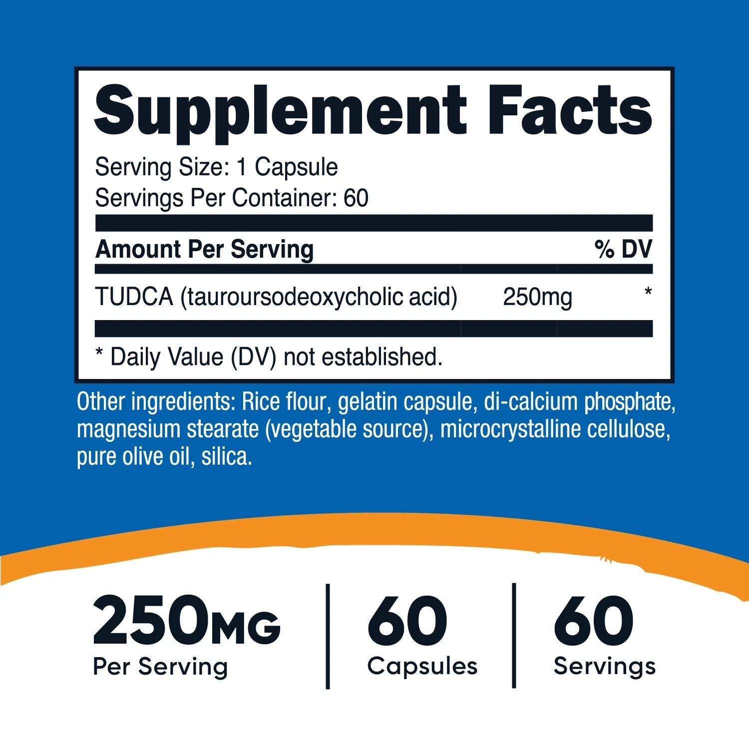 Tudca 250Mg, 60 Capsules (Tauroursodeoxycholic Acid) - Gluten Free, Non-Gmo Supplement