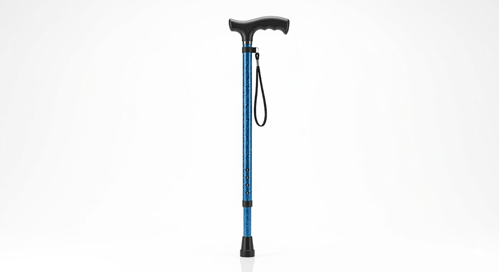 Offset Cane Alum W/gel Grip Blue Crackle