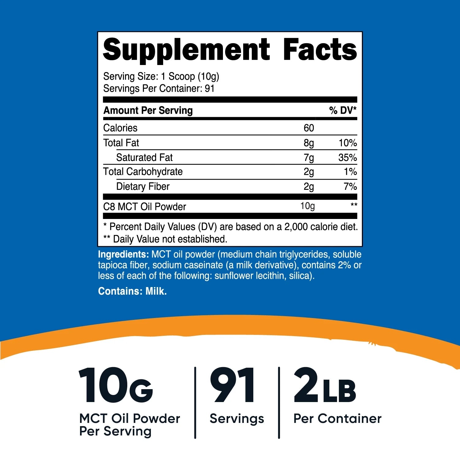 MCT Oil Powder 2LBS (32Oz) - Zero Net Carbs Supplement