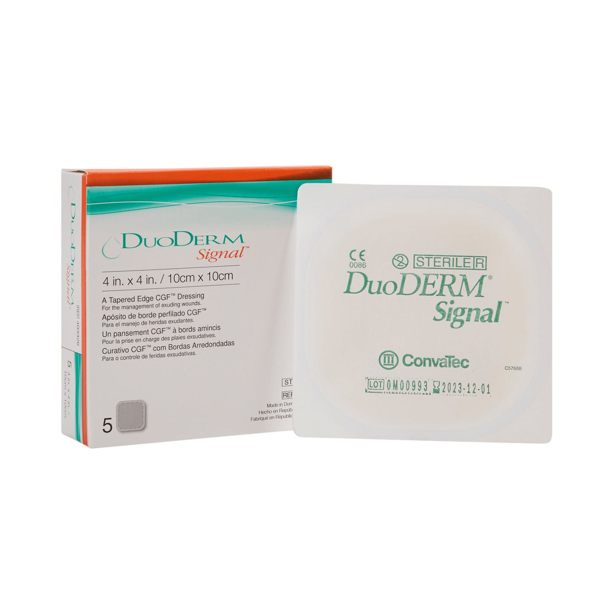 Hydrocolloid Dressing DuoDERM Signal CGF Foam Backing 4 X 4 Inch Square Hydrocolloid, Packaging Type- Box Default Title
