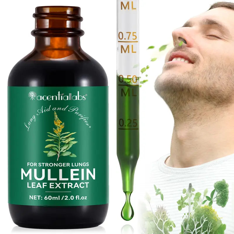 Acentiallabs Mullein Leaf Extract & Chlorophyll Extract Drops for Lungs-60Ml - Edible Healthcare Supplement Dietary Fitness