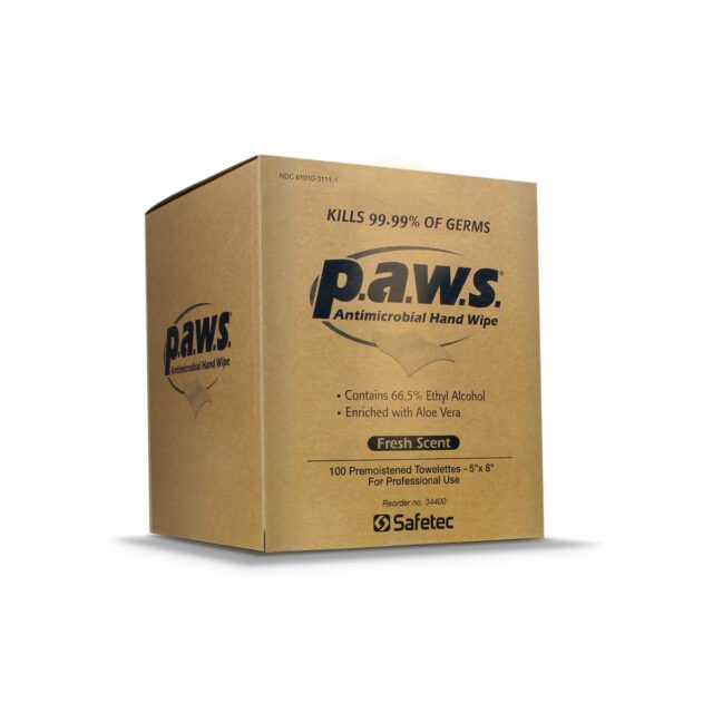 Hand Sanitizing Wipe P.A.W.S. 100 Count Ethyl Alcohol Wipe Individual Packet,Packaging Type- Box