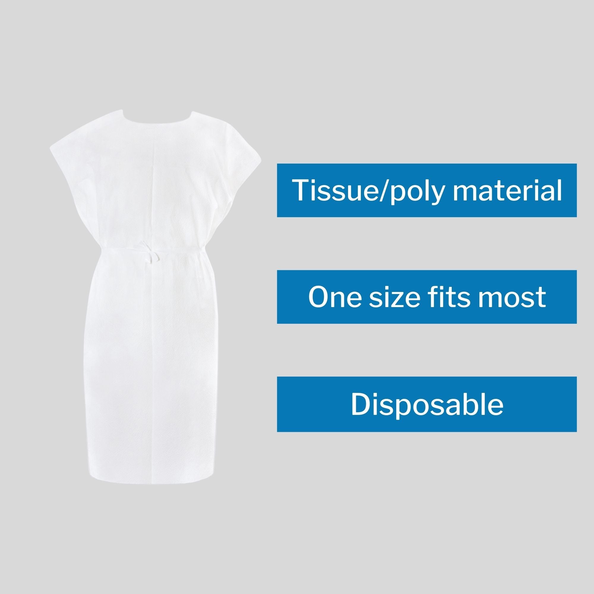 Patient Exam Gown McKesson One Size Fits Most White Disposable, Packaging Type- Each