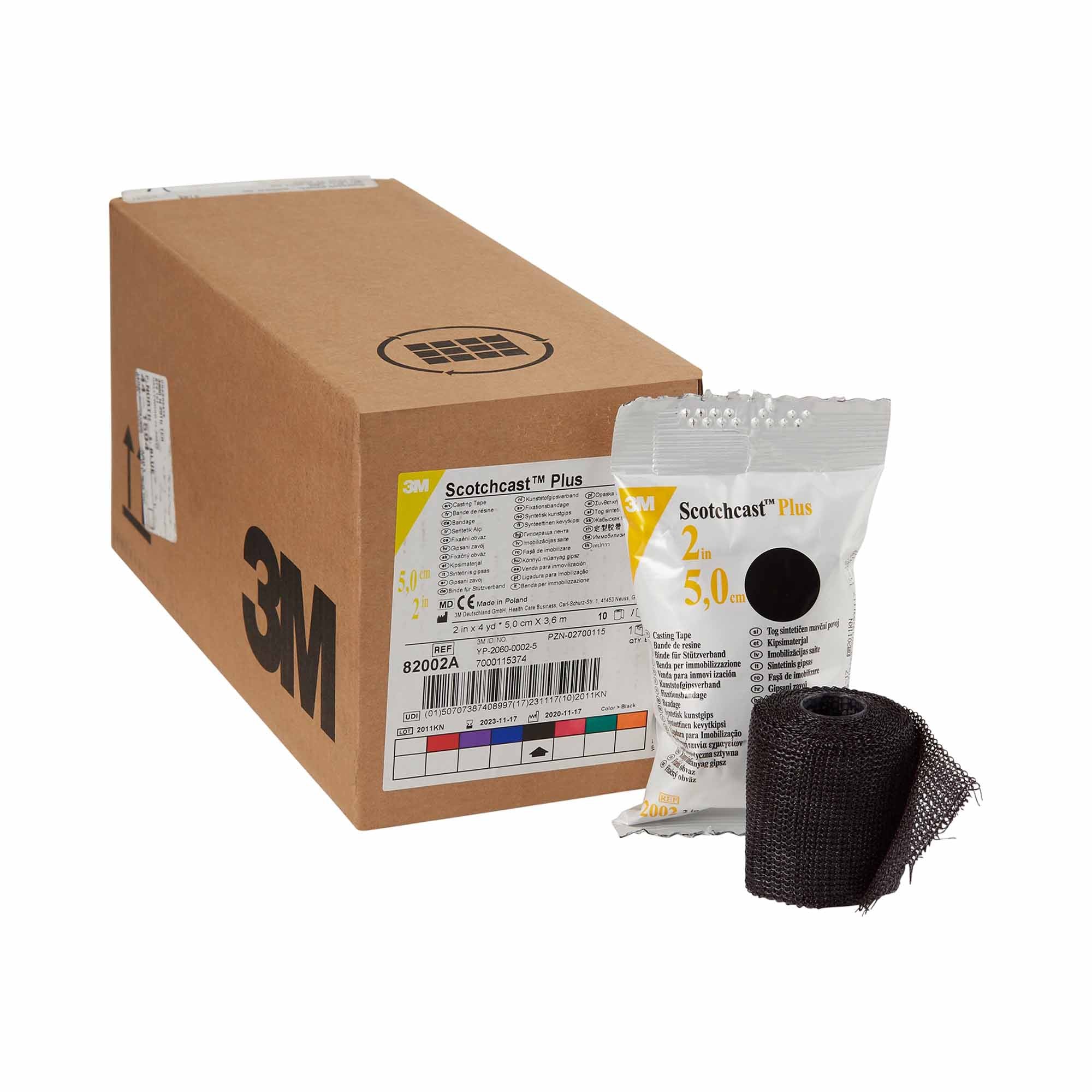 Cast Tape 3M Scotchcast Plus 2 Inch X 12 Foot Fiberglass / Resin Black,Packaging Type- Box