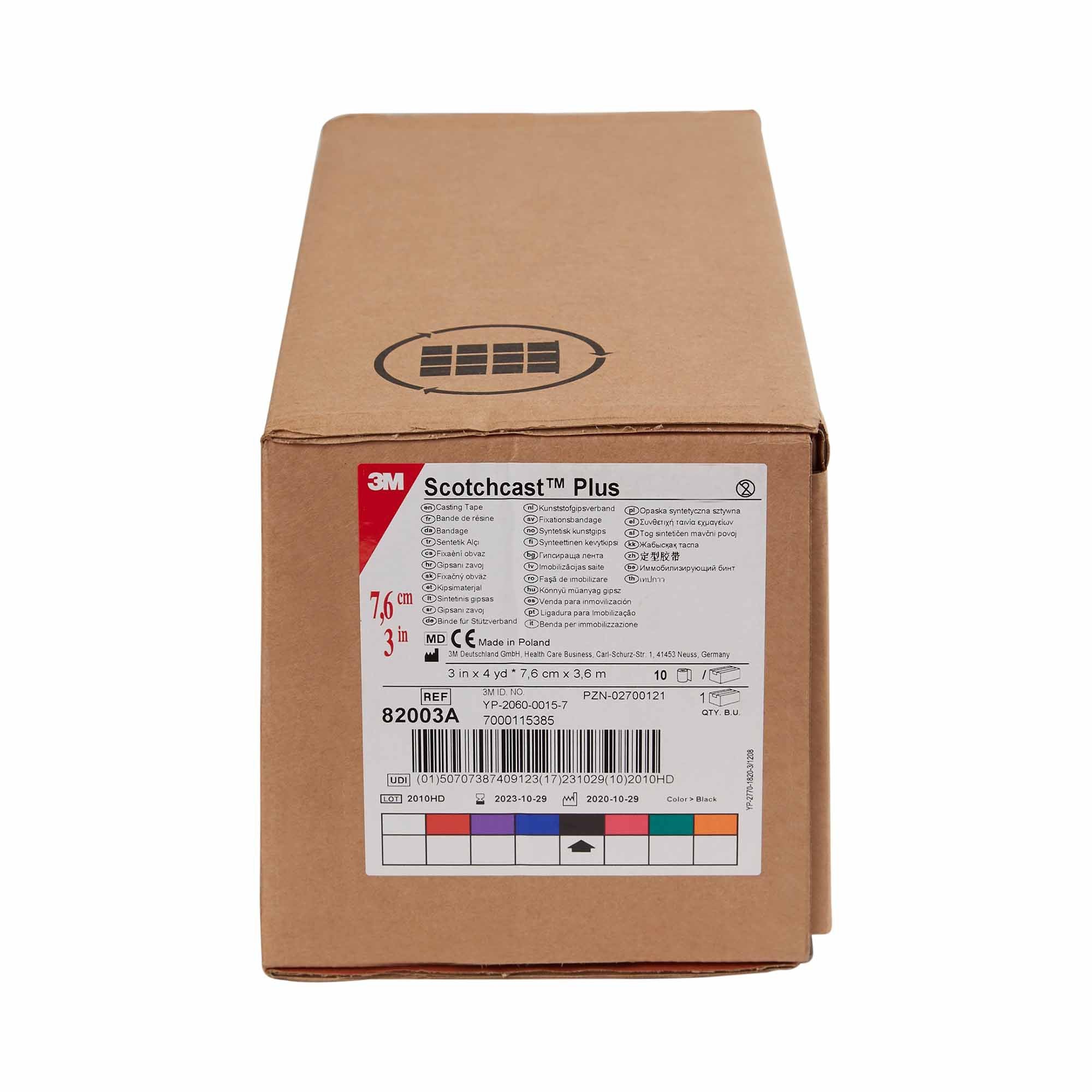 Cast Tape 3M Scotchcast Plus 3 Inch X 12 Foot Fiberglass / Resin Black,Packaging Type- Box