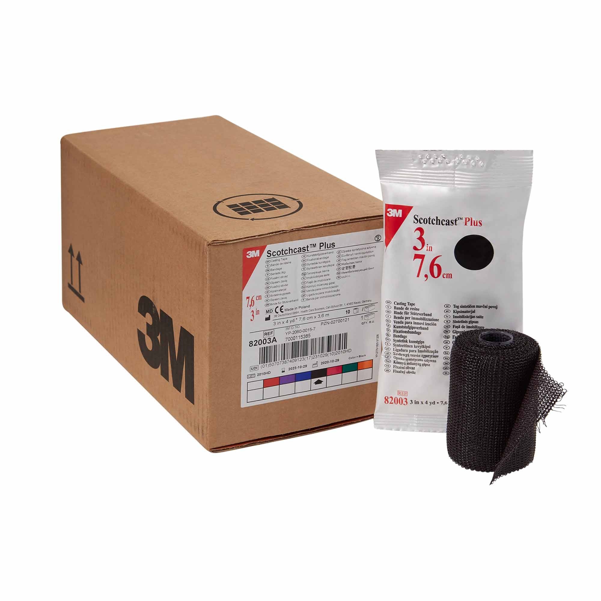 Cast Tape 3M Scotchcast Plus 3 Inch X 12 Foot Fiberglass / Resin Black,Packaging Type- Box