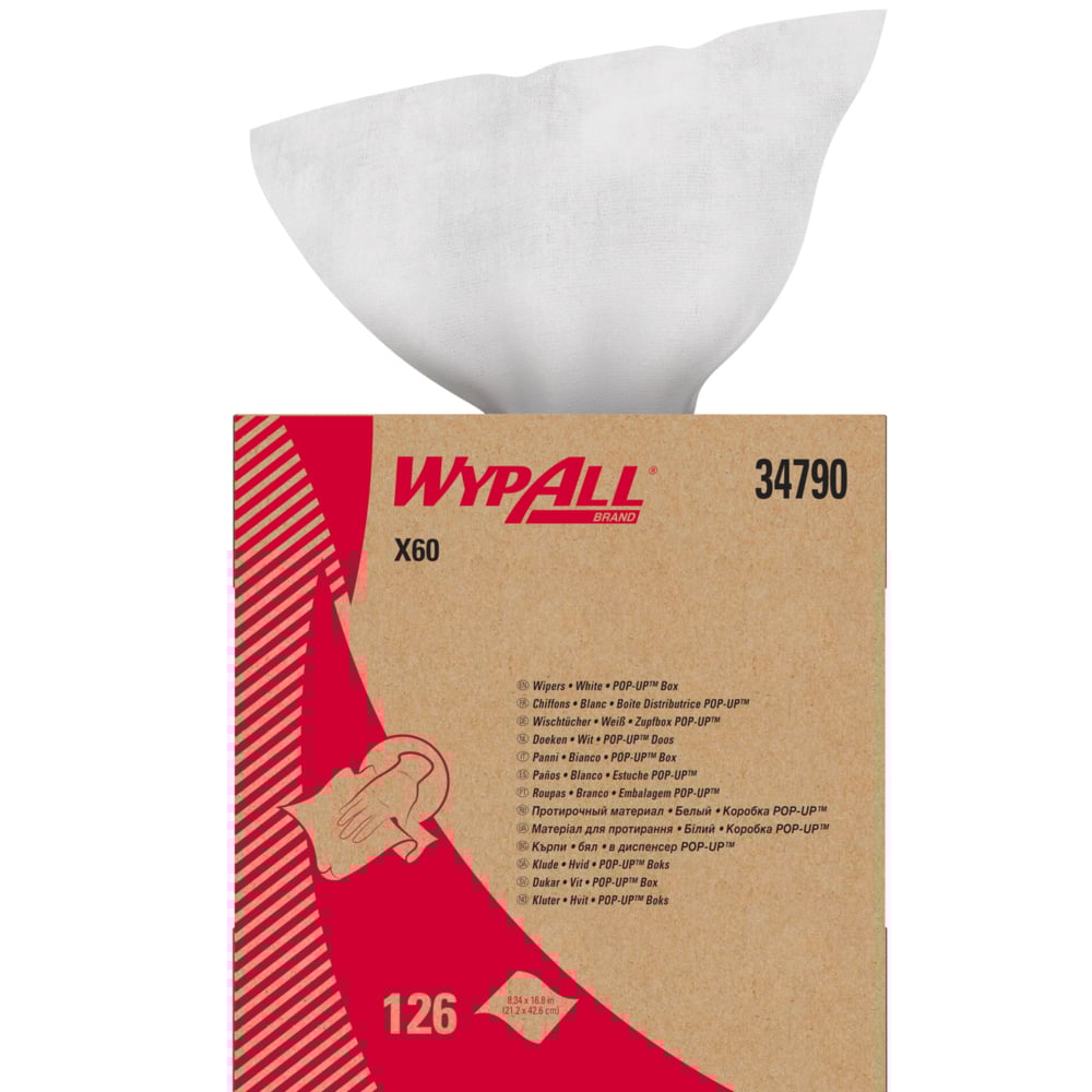 Toallita húmeda WypAll General Clean X60 blanca no estéril Hydroknit 9.1 x 165.8 pulgadas, reutilización limitada 