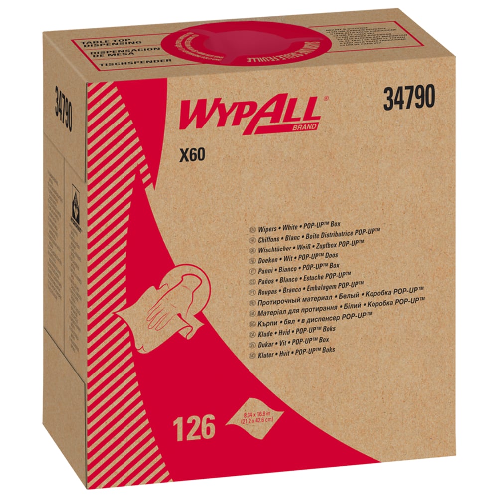 Toallita húmeda WypAll General Clean X60 blanca no estéril Hydroknit 9.1 x 165.8 pulgadas, reutilización limitada 