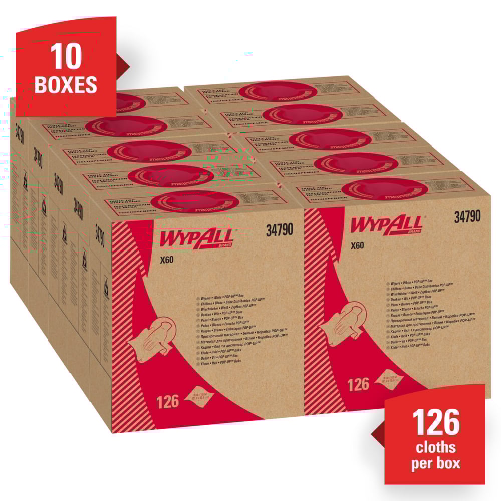 Toallita húmeda WypAll General Clean X60 blanca no estéril Hydroknit 9.1 x 165.8 pulgadas, reutilización limitada 