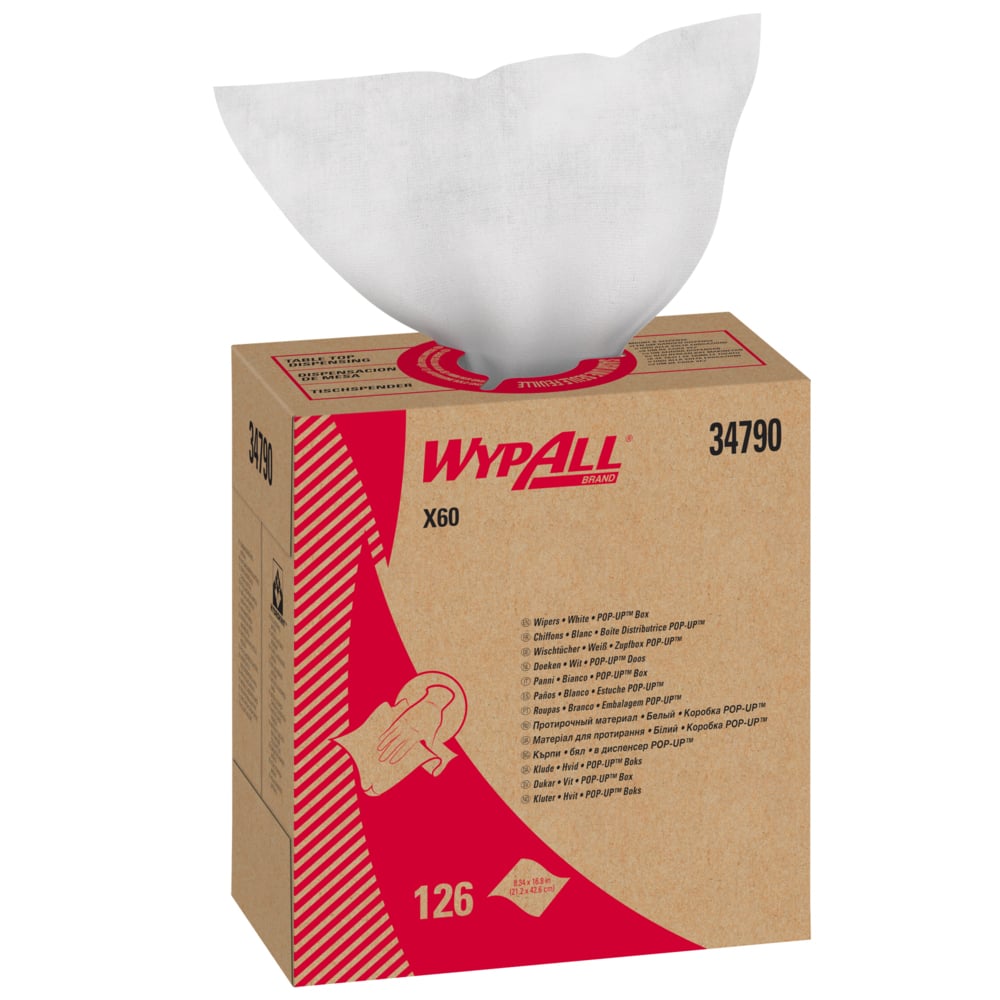 Toallita húmeda WypAll General Clean X60 blanca no estéril Hydroknit 9.1 x 165.8 pulgadas, reutilización limitada 