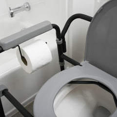 Universal Bedside Commode - Portable, Adjustable, and Easy-to-Clean Toilet Solution for Seniors and Mobility Impaired. Perfect for Comfort and Convenience.