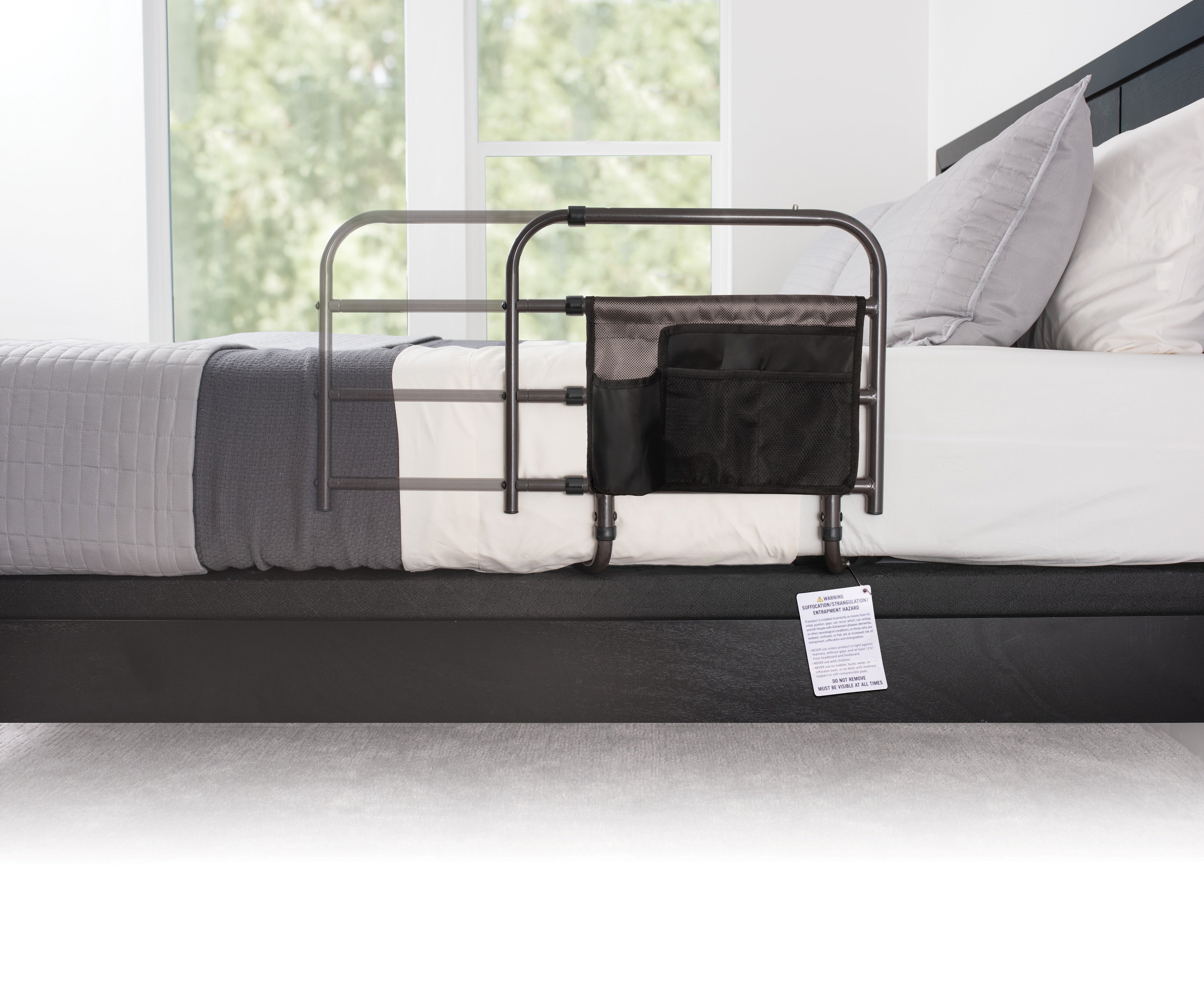 Wonder EZ Adjust Bed Rail, Brown - 18x20-30x20 (LWH) | Adjustable Safety Bed Rail for Enhanced Stability & Security | Ideal for Seniors & Kids