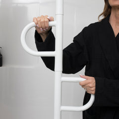 Secure and Stylish Double Handle Floor to Ceiling Grab Bar for Safety | Ideal for Bathrooms and Stairways | Enhance Stability with Easy Installation