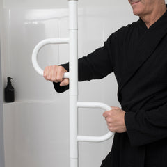 Secure and Stylish Double Handle Floor to Ceiling Grab Bar for Safety | Ideal for Bathrooms and Stairways | Enhance Stability with Easy Installation