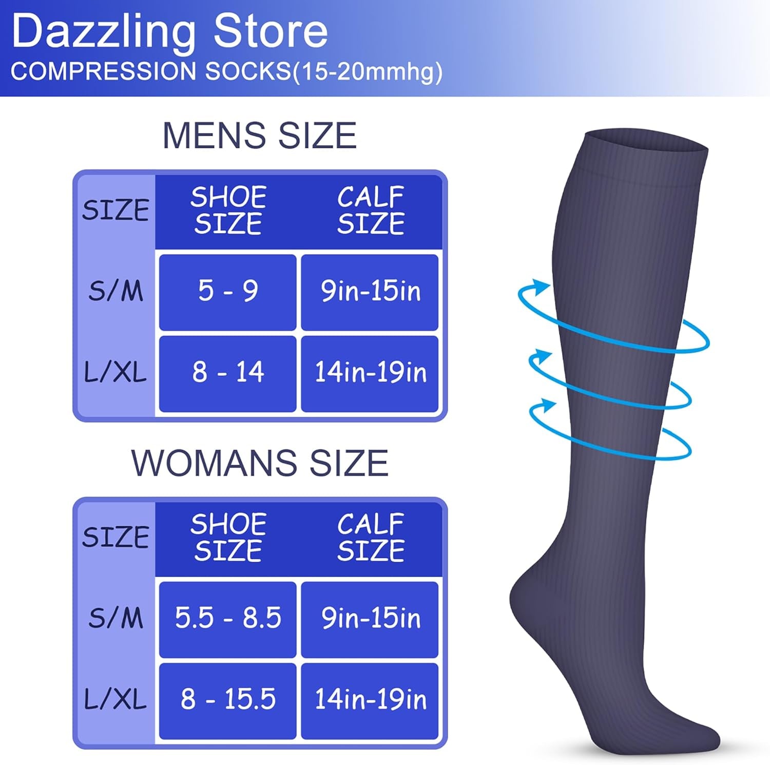 Compression Socks 15-20 Mmhg Is Best Athletic for Men & Women Running Flight Travel Nurses Pregnant