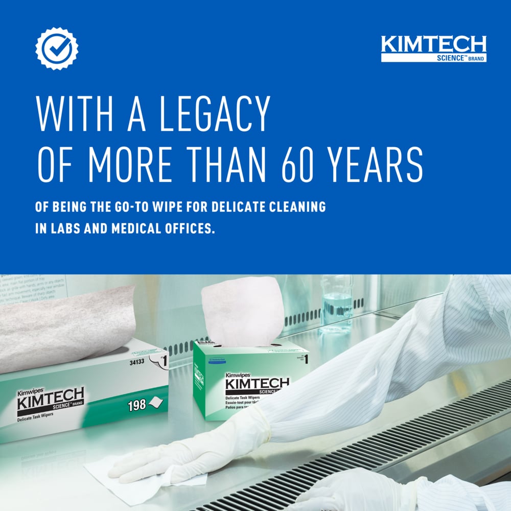 Delicate Task Wipe Kimtech Science Kimwipes Light Duty White NonSterile 2 Ply Tissue 14-7/10 X 16-3/5 Inch Disposable
