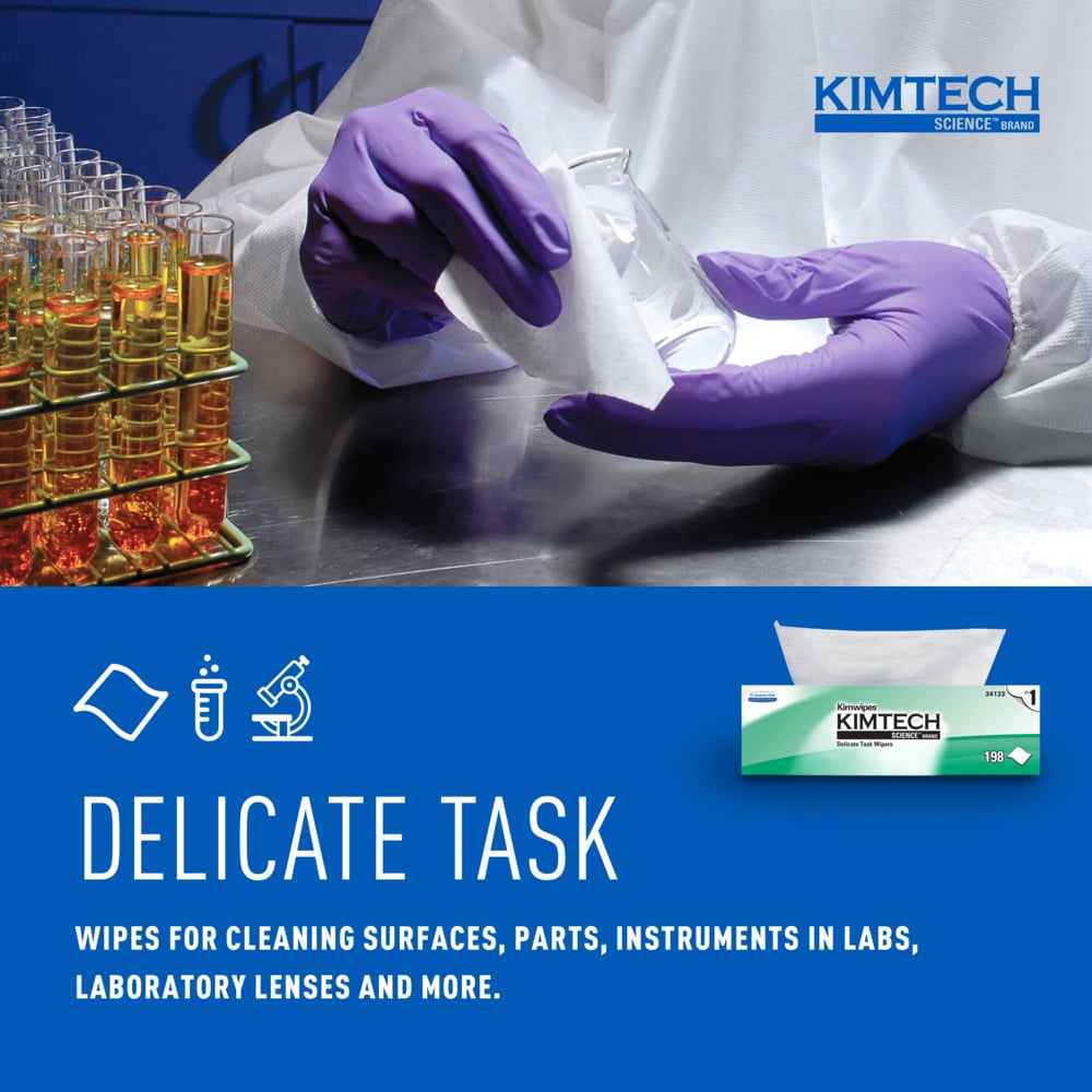 Delicate Task Wipe Kimtech Science Kimwipes Light Duty White NonSterile 2 Ply Tissue 14-7/10 X 16-3/5 Inch Disposable