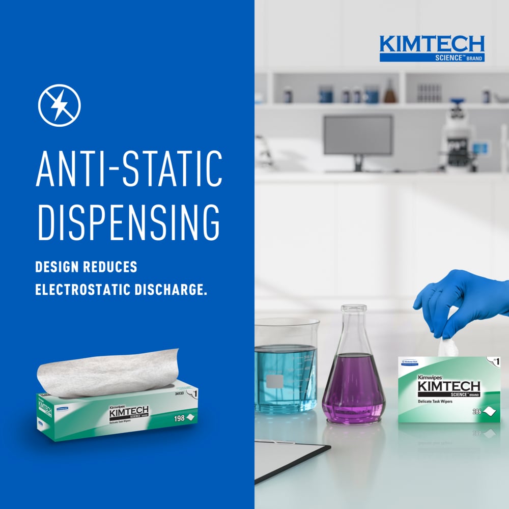 Delicate Task Wipe Kimtech Science Kimwipes Light Duty White NonSterile 2 Ply Tissue 14-7/10 X 16-3/5 Inch Disposable