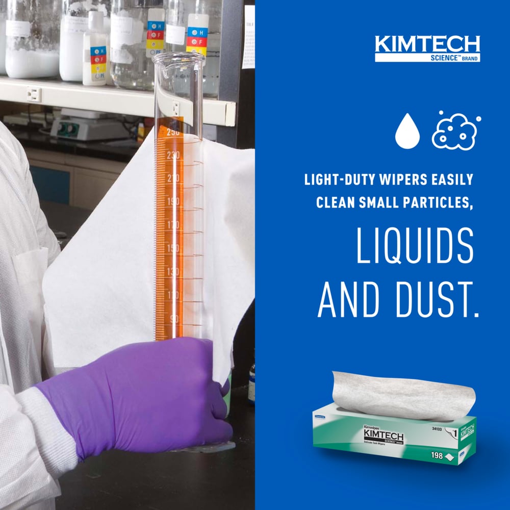 Delicate Task Wipe Kimtech Science Kimwipes Light Duty White NonSterile 2 Ply Tissue 14-7/10 X 16-3/5 Inch Disposable