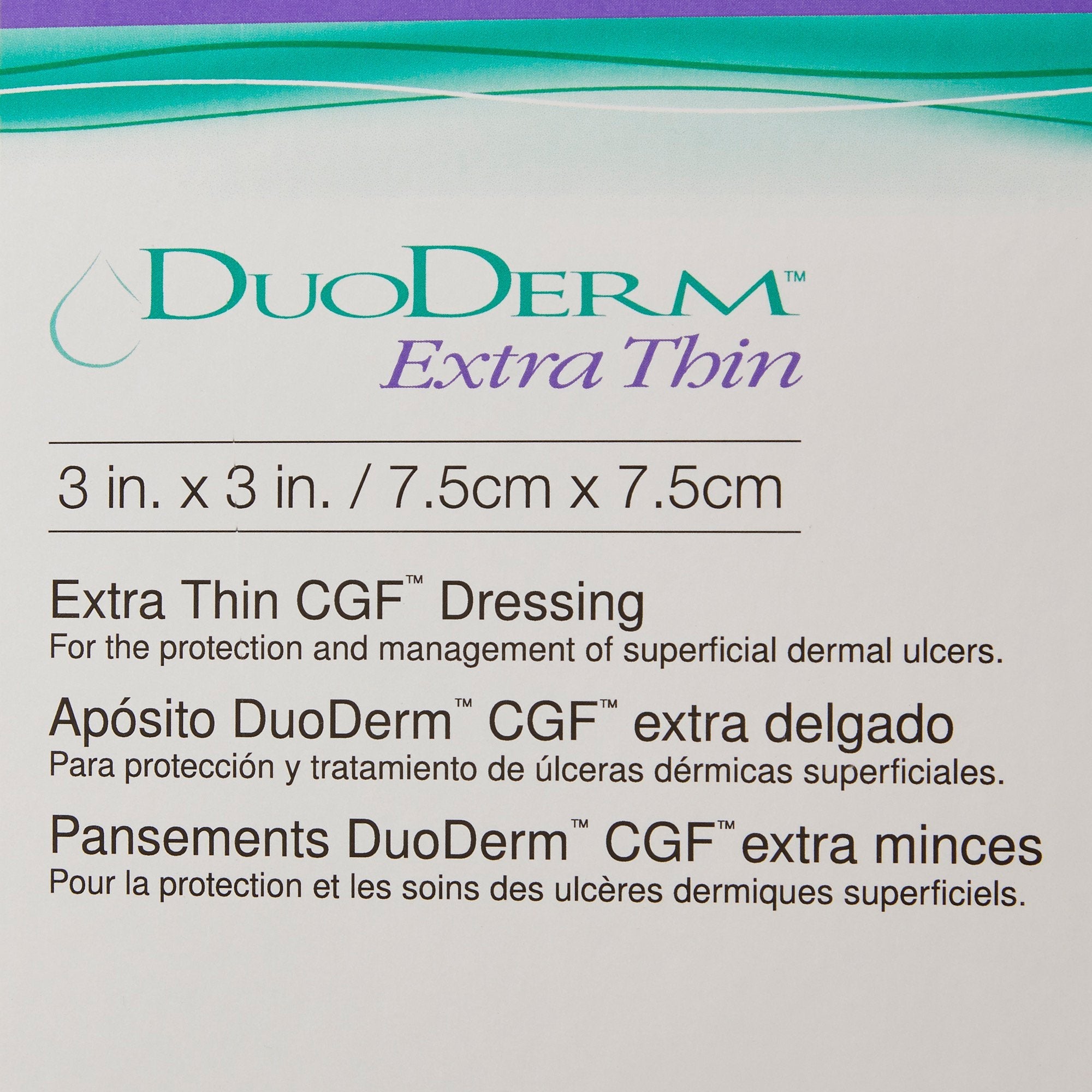 Apósito hidrocoloide fino DuoDERM extrafino, 7,6 x 7,6 cm, cuadrado, tipo de embalaje: caja 